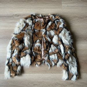 Multi textured faux fur coat